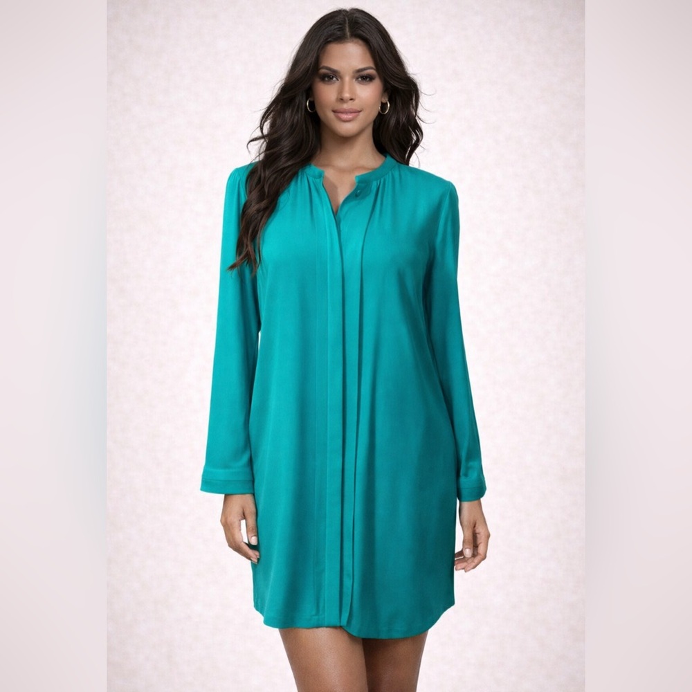 DVF Diane Von Furstenberg Atira Dress 8 Long Sleeve Silk Emerald Green NWT $475